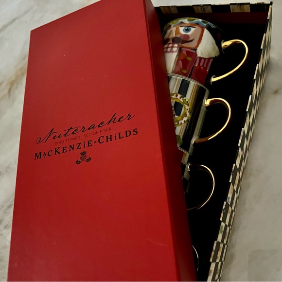 NWOT Rare MacKenzie-Childs Rare Courtly Check Nutcracker Mug Tower Stackable - Picture 8 of 8